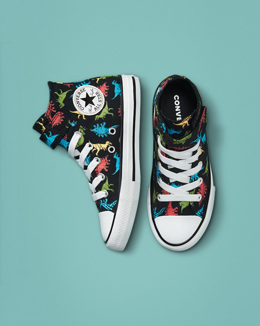 Tenis Converse Chuck Taylor All Star Easy-On Dinosaurs Cano Alto Menina Pretas Vermelhas Azuis | PT A07341P